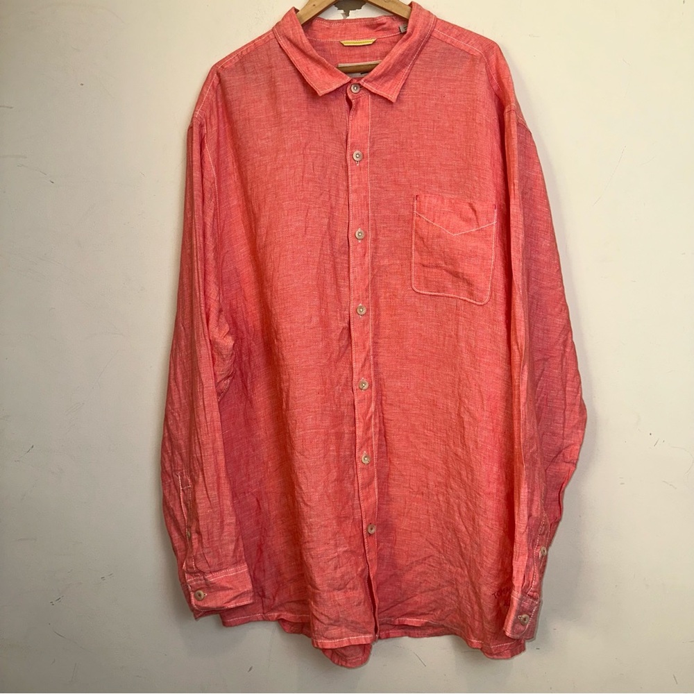 Tommy Bahama Shirt Men’s’ 3XL Relaxed 100% Linen Light Red Casual Relax Beach